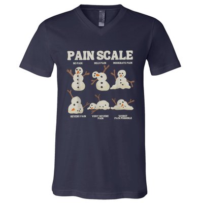 Pain Scale Snowman Funny Nurse Christmas Icu Nurse V-Neck T-Shirt