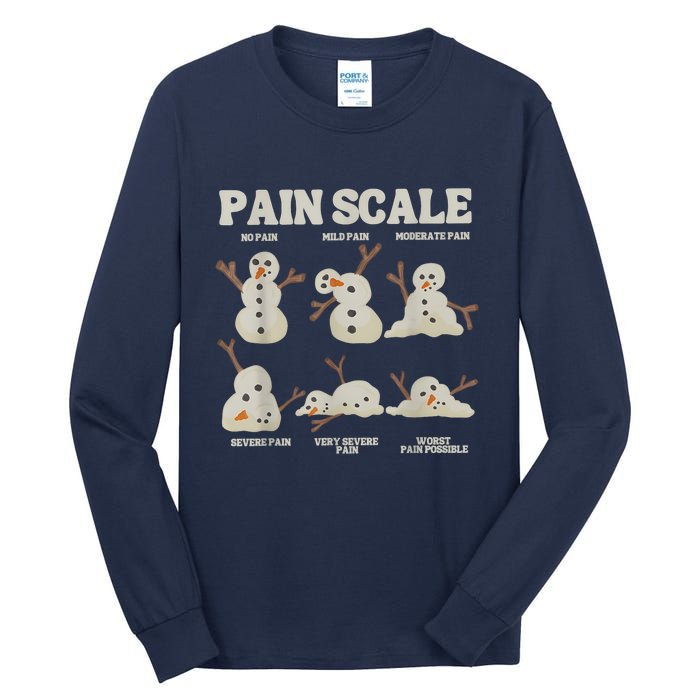 Pain Scale Snowman Funny Nurse Christmas Icu Nurse Tall Long Sleeve T-Shirt