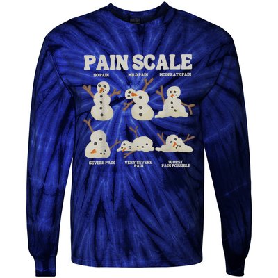 Pain Scale Snowman Funny Nurse Christmas Icu Nurse Tie-Dye Long Sleeve Shirt