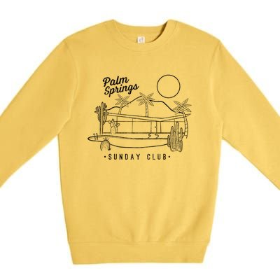 Palm Springs Sunday Club Simple Line Drawing Gift Premium Crewneck Sweatshirt