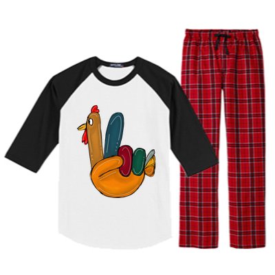 Peace Sign Turkey Hand Cool Thanksgiving Hippie Raglan Sleeve Pajama Set