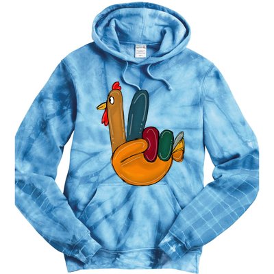 Peace Sign Turkey Hand Cool Thanksgiving Hippie Tie Dye Hoodie