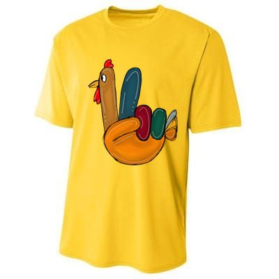 Peace Sign Turkey Hand Cool Thanksgiving Hippie Performance Sprint T-Shirt