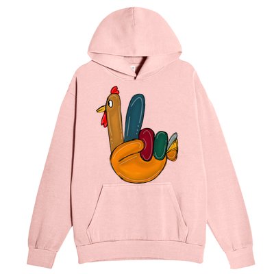 Peace Sign Turkey Hand Cool Thanksgiving Hippie Urban Pullover Hoodie