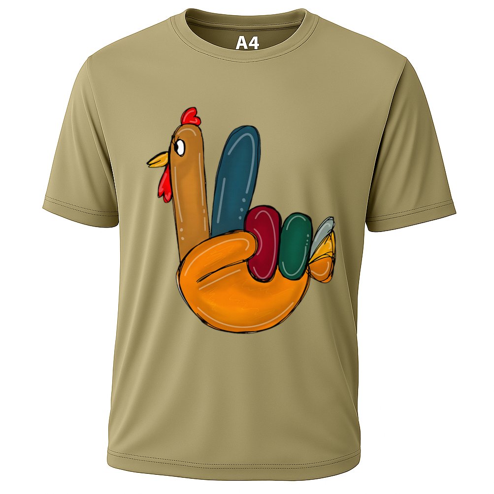 Peace Sign Turkey Hand Cool Thanksgiving Hippie Performance Shirt