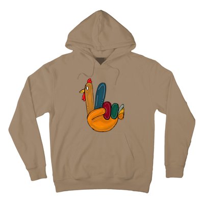 Peace Sign Turkey Hand Cool Thanksgiving Hippie Hoodie