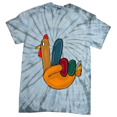 Peace Sign Turkey Hand Cool Thanksgiving Hippie Tie-Dye T-Shirt