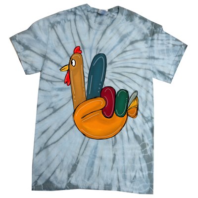 Peace Sign Turkey Hand Cool Thanksgiving Hippie Tie-Dye T-Shirt