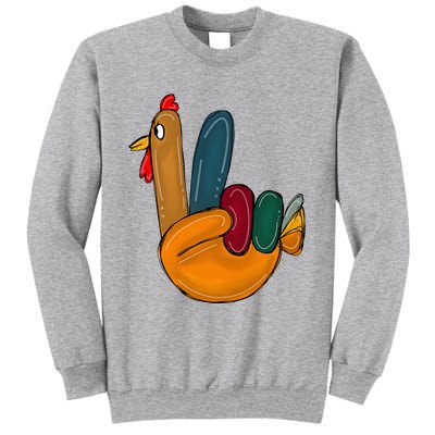 Peace Sign Turkey Hand Cool Thanksgiving Hippie Sweatshirt