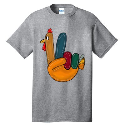 Peace Sign Turkey Hand Cool Thanksgiving Hippie Tall T-Shirt