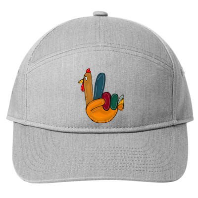 Peace Sign Turkey Hand Cool Thanksgiving Hippie 7-Panel Snapback Hat