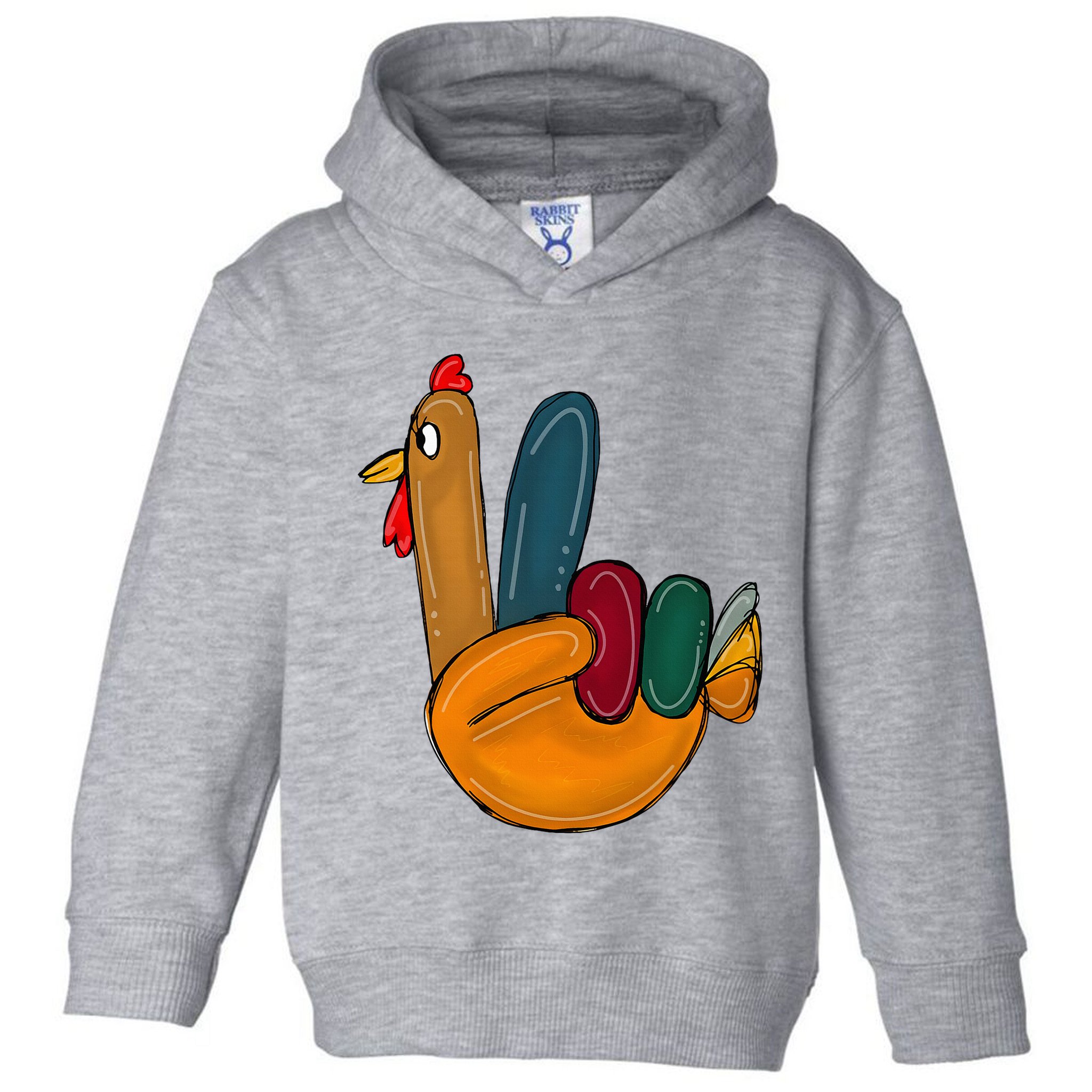 Peace Sign Turkey Hand Cool Thanksgiving Hippie Toddler Hoodie