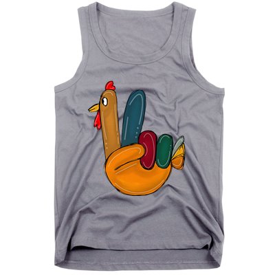 Peace Sign Turkey Hand Cool Thanksgiving Hippie Tank Top