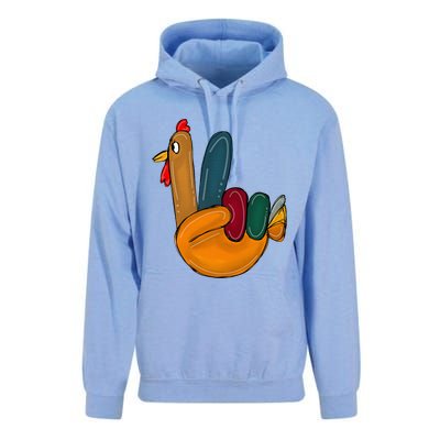 Peace Sign Turkey Hand Cool Thanksgiving Hippie Unisex Surf Hoodie