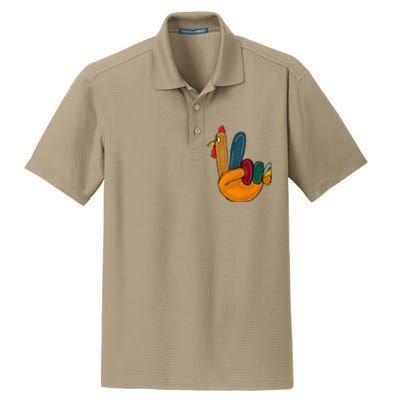 Peace Sign Turkey Hand Cool Thanksgiving Hippie Dry Zone Grid Polo