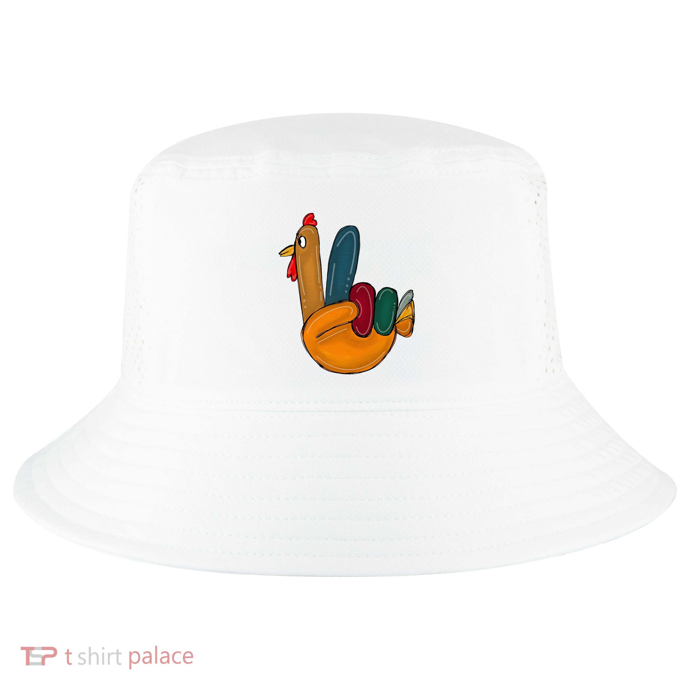 Peace Sign Turkey Hand Cool Thanksgiving Hippie Cool Comfort Performance Bucket Hat