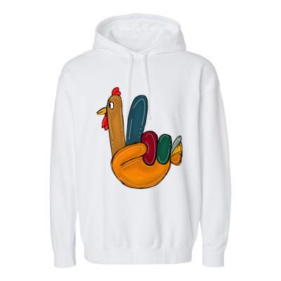 Peace Sign Turkey Hand Cool Thanksgiving Hippie Garment-Dyed Fleece Hoodie