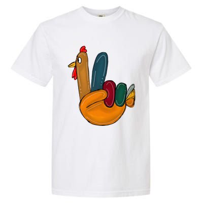 Peace Sign Turkey Hand Cool Thanksgiving Hippie Garment-Dyed Heavyweight T-Shirt