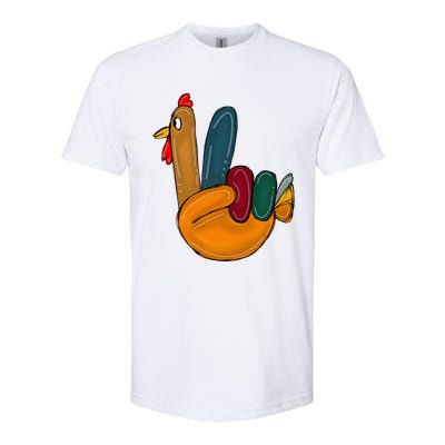 Peace Sign Turkey Hand Cool Thanksgiving Hippie Softstyle CVC T-Shirt