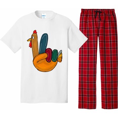 Peace Sign Turkey Hand Cool Thanksgiving Hippie Pajama Set