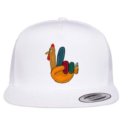 Peace Sign Turkey Hand Cool Thanksgiving Hippie Flatbill Hat