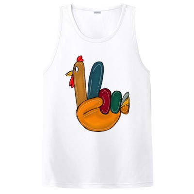 Peace Sign Turkey Hand Cool Thanksgiving Hippie PosiCharge Competitor Tank