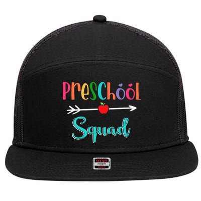 Preschool Squad Teacher Back To School PreK Teacher Gift 7 Panel Mesh Trucker Snapback Hat