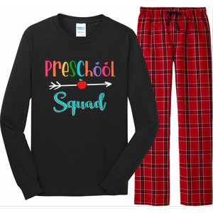 Preschool Squad Teacher Back To School PreK Teacher Gift Long Sleeve Pajama Set