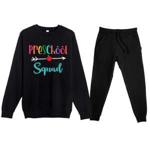 Preschool Squad Teacher Back To School PreK Teacher Gift Premium Crewneck Sweatsuit Set