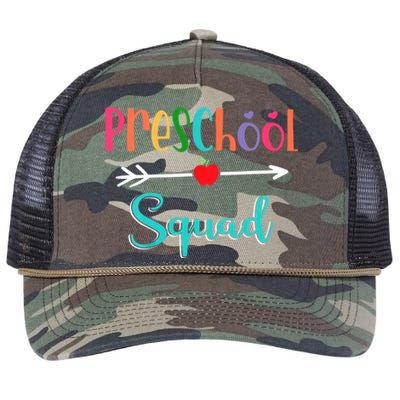 Preschool Squad Teacher Back To School PreK Teacher Gift Retro Rope Trucker Hat Cap