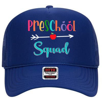 Preschool Squad Teacher Back To School PreK Teacher Gift High Crown Mesh Back Trucker Hat