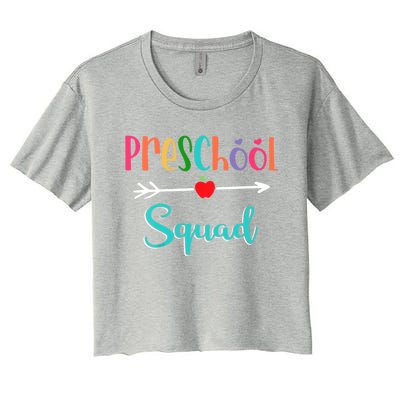 Preschool Squad Teacher Back To School PreK Teacher Gift Women's Crop Top Tee