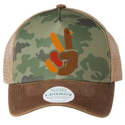 Peace Sign Turkey Hand Cool Thanksgiving Legacy Tie Dye Trucker Hat