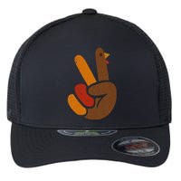 Peace Sign Turkey Hand Cool Thanksgiving Flexfit Unipanel Trucker Cap