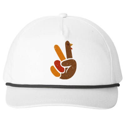 Peace Sign Turkey Hand Cool Thanksgiving Snapback Five-Panel Rope Hat