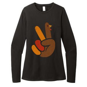 Peace Sign Turkey Hand Cool Thanksgiving Womens CVC Long Sleeve Shirt