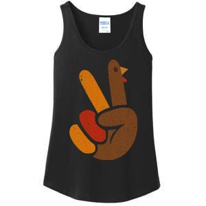 Peace Sign Turkey Hand Cool Thanksgiving Ladies Essential Tank