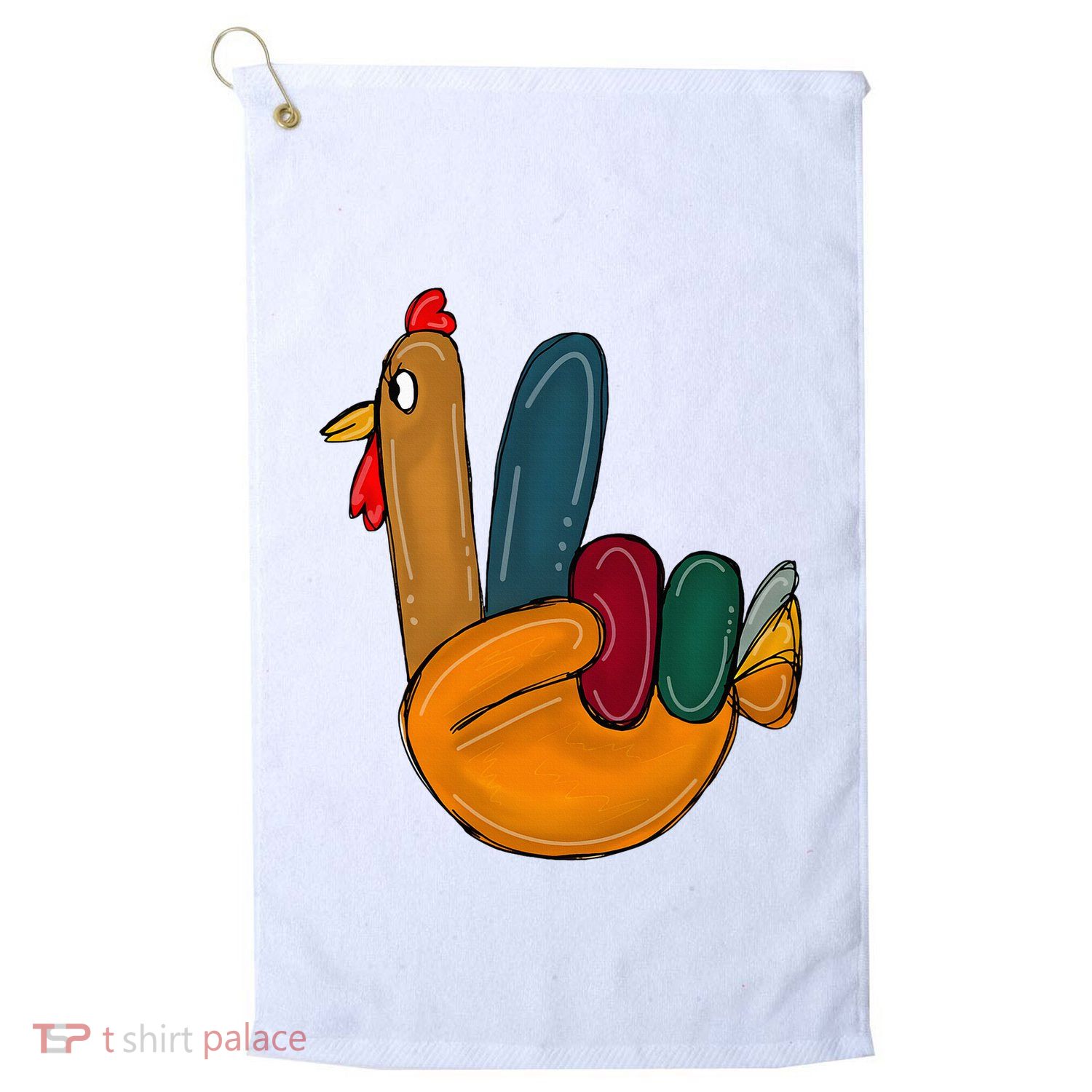 Peace Sign Turkey Hand Cool Thanksgiving Hippie Golf Towel