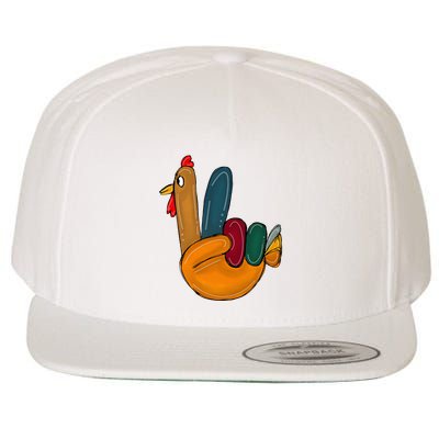 Peace Sign Turkey Hand Cool Thanksgiving Hippie Wool Snapback Cap
