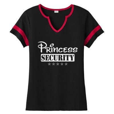 Princess Security Team Birthday Family Trip Dad Mom Daughter Ladies Halftime Notch Neck Tee