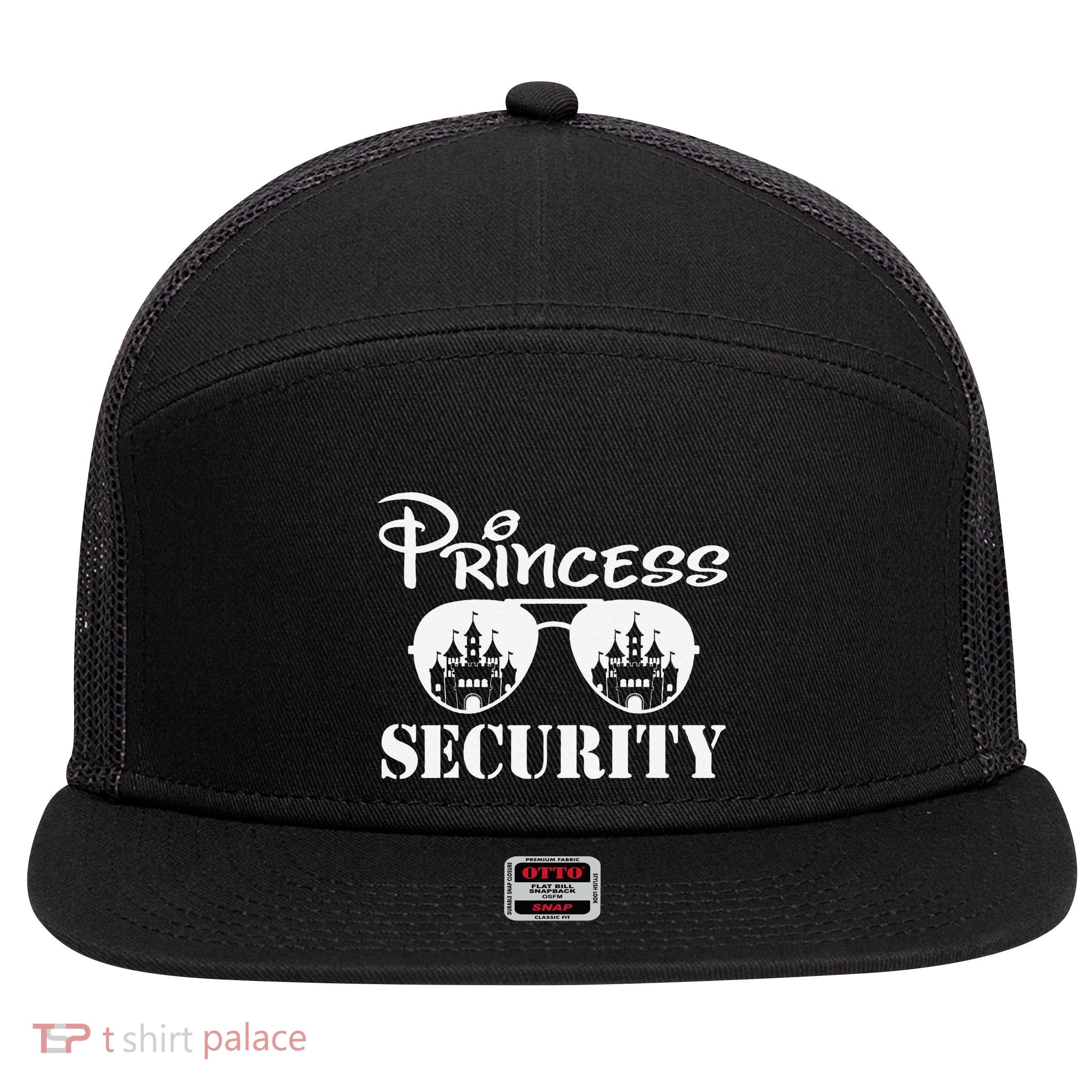 Princess Security Team Dad Mom Birthday Party Family Trip 7 Panel Mesh Trucker Snapback Hat