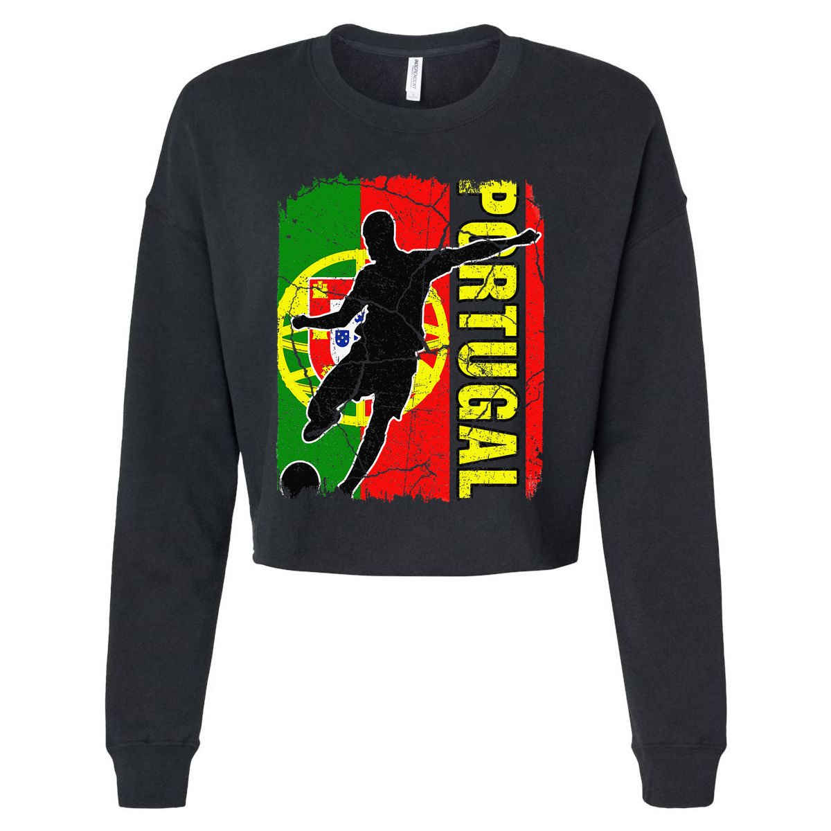 Portugal Soccer Team Portuguese Flag Jersey Football Fans Cropped Pullover Crew