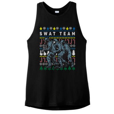 Police Swat Team Cute Gift Ugly Christmas Ladies PosiCharge Tri-Blend Wicking Tank