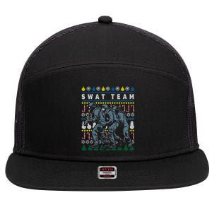 Police Swat Team Cute Gift Ugly Christmas 7 Panel Mesh Trucker Snapback Hat