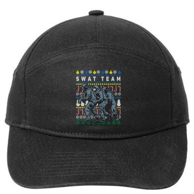 Police Swat Team Cute Gift Ugly Christmas 7-Panel Snapback Hat