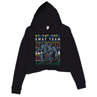 Police Swat Team Cute Gift Ugly Christmas Crop Fleece Hoodie