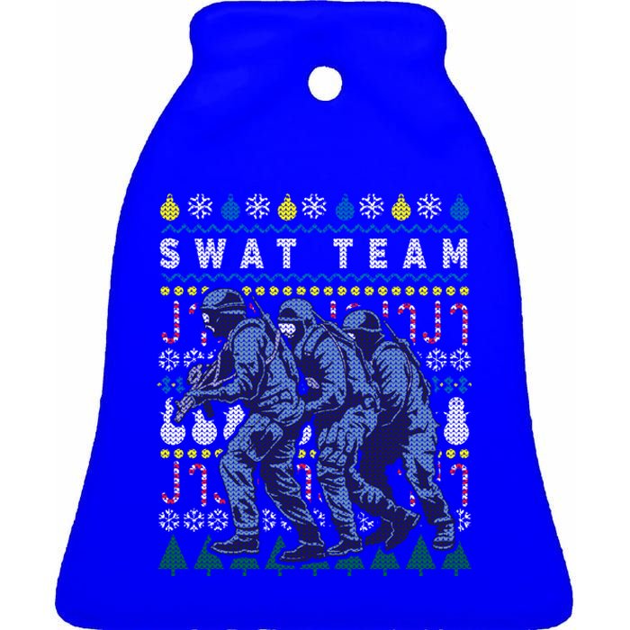 Police Swat Team Cute Gift Ugly Christmas Ceramic Bell Ornament