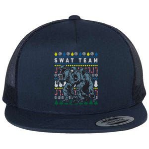 Police Swat Team Cute Gift Ugly Christmas Flat Bill Trucker Hat