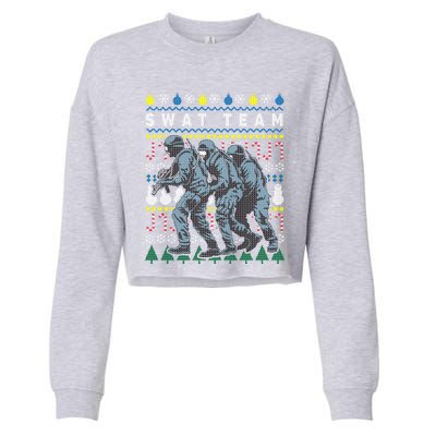 Police Swat Team Cute Gift Ugly Christmas Cropped Pullover Crew