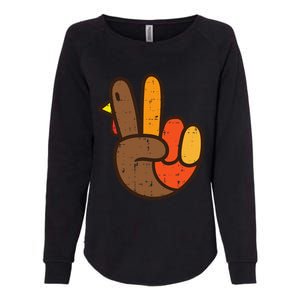 Peace Sign Turkey Hand Cool Thanksgiving Hippie Womens California Wash Sweatshirt